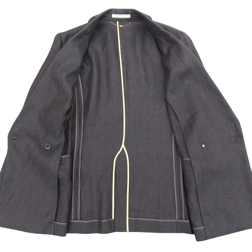 BEIGE ベイジ 美品 リネン BURDOCK ダブル ジャケット レディース グレー 4 ジャケット 4