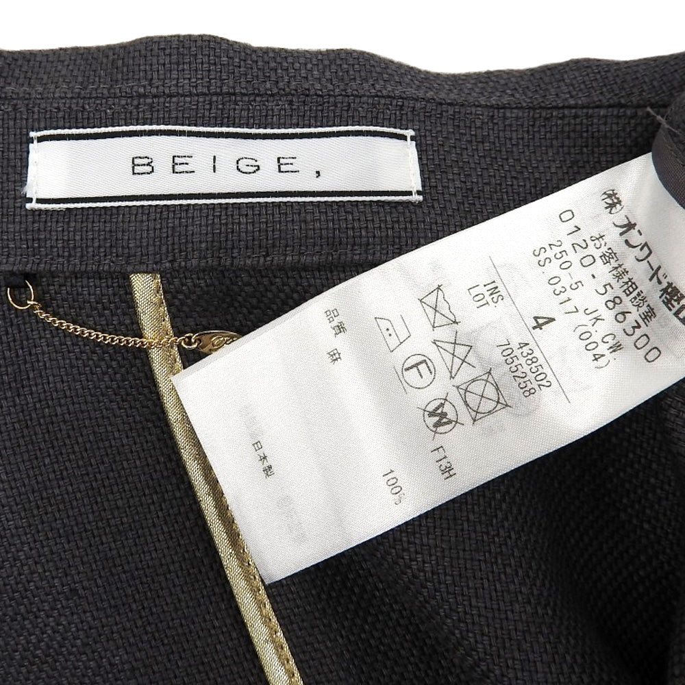 BEIGE ベイジ 美品 リネン BURDOCK ダブル ジャケット レディース グレー 4 ジャケット 4