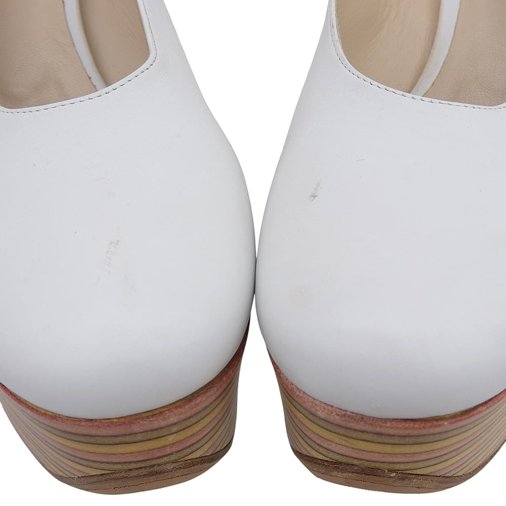 CHLOE クロエ レザー プラットフォーム ヒール スリングバック サンダル シューズ レディース ホワイト36 シューズ 36