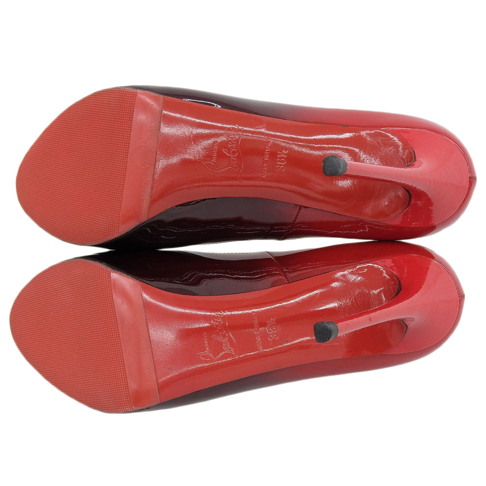 Christian Louboutin クリスチャンルブタン パテント オープントゥ パンプス レディース レッドグラデーション 36 1/2 シューズ 36.5