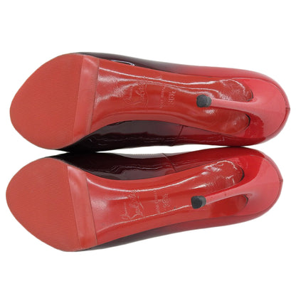 Christian Louboutin クリスチャンルブタン パテント オープントゥ パンプス レディース レッドグラデーション 36 1/2 シューズ 36.5