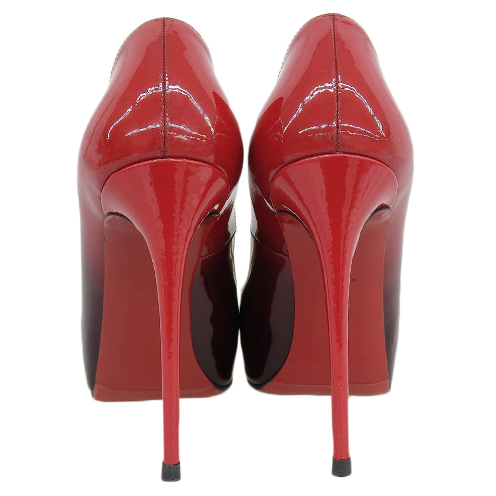Christian Louboutin クリスチャンルブタン パテント オープントゥ パンプス レディース レッドグラデーション 36 1/2 シューズ 36.5