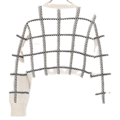 sheller シェリエ ﾎﾜｲﾄ handmade check ensembl ｱﾝｻﾝﾌﾞﾙｶｰﾃﾞｨｶﾞﾝ F