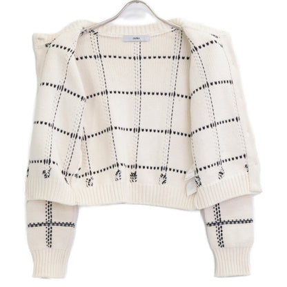 sheller シェリエ ﾎﾜｲﾄ handmade check ensembl ｱﾝｻﾝﾌﾞﾙｶｰﾃﾞｨｶﾞﾝ F