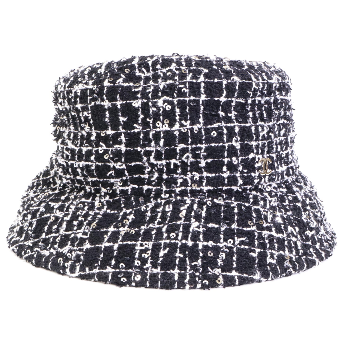 CHANEL シャネル 【美品/国内正規】ココマーク スパンコール ツイード バケットハット 帽子 M