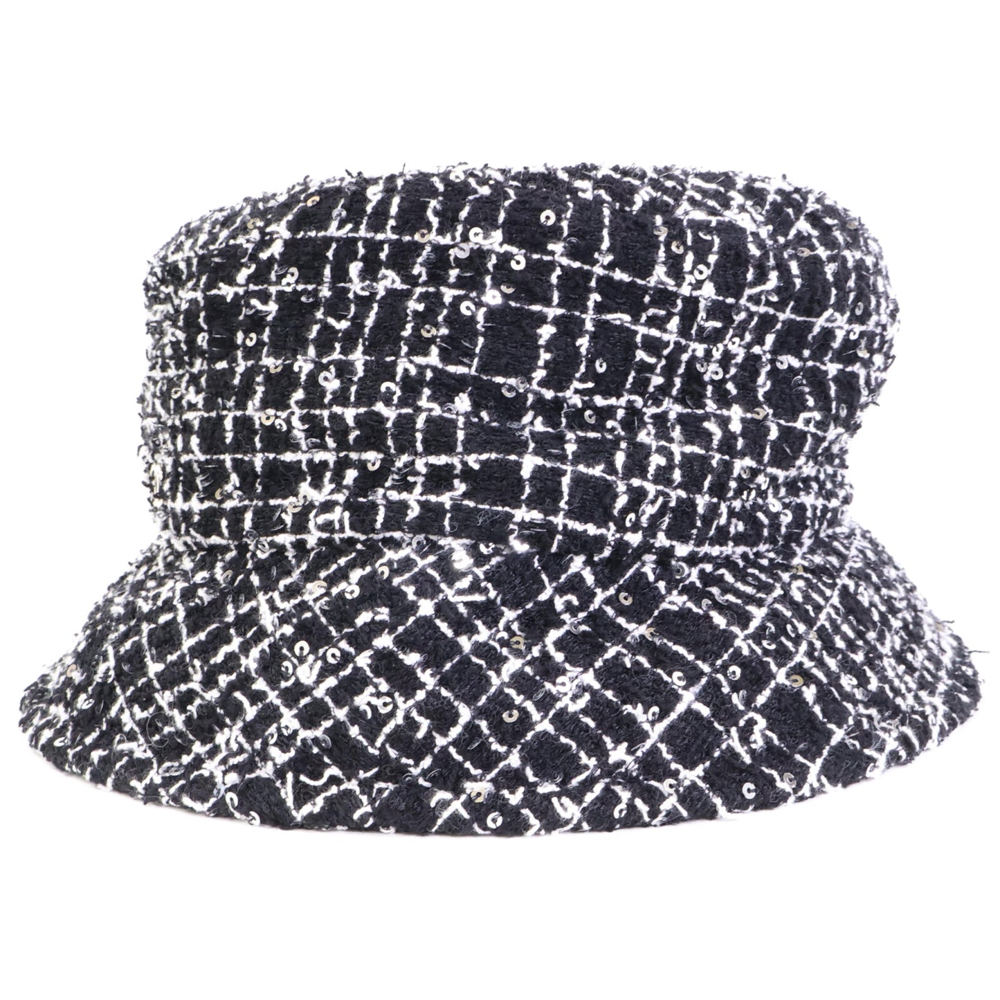 CHANEL シャネル 【美品/国内正規】ココマーク スパンコール ツイード バケットハット 帽子 M