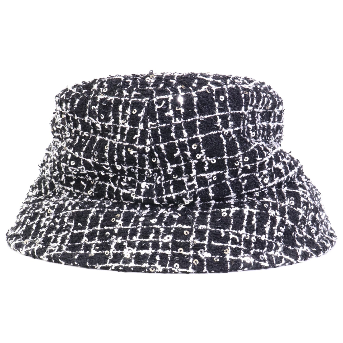CHANEL シャネル 【美品/国内正規】ココマーク スパンコール ツイード バケットハット 帽子 M