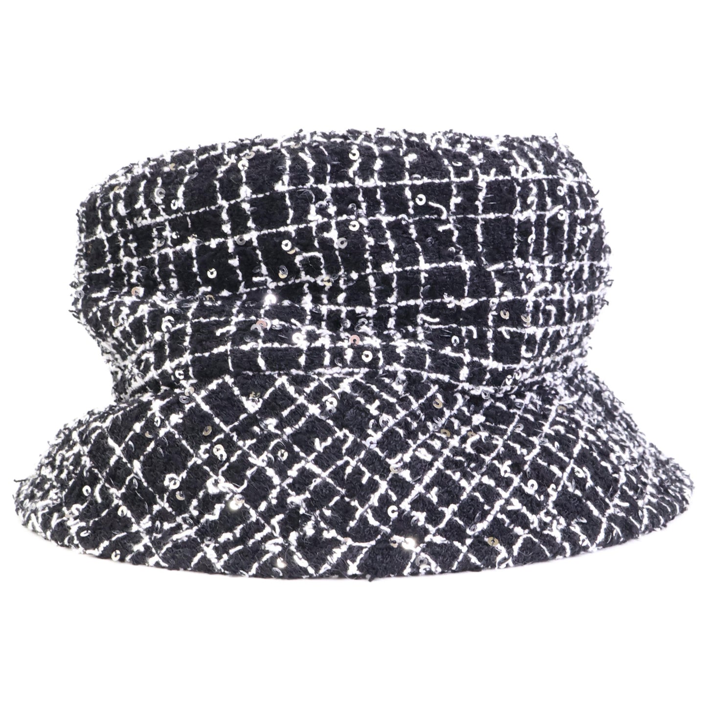CHANEL シャネル 【美品/国内正規】ココマーク スパンコール ツイード バケットハット 帽子 M