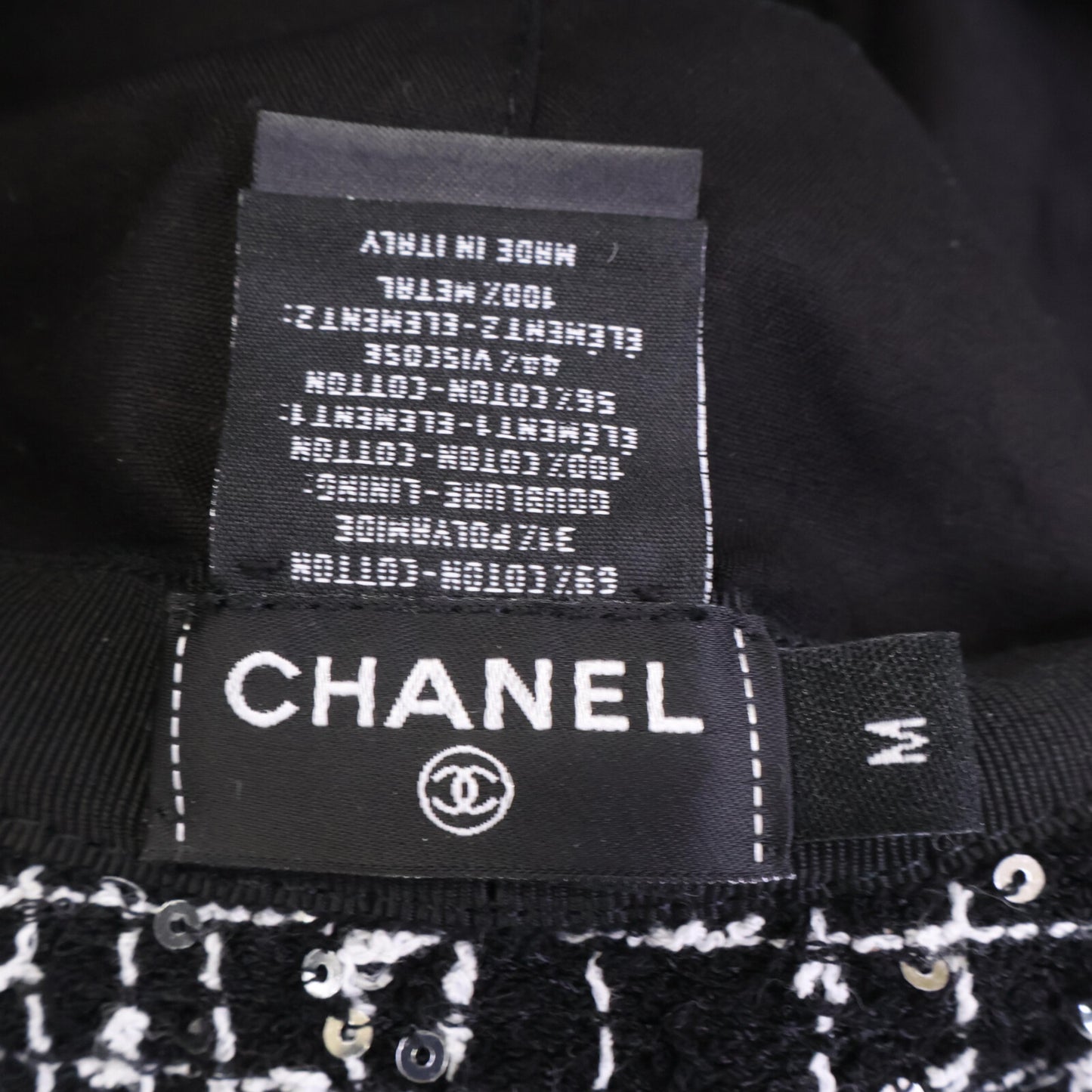 CHANEL シャネル 【美品/国内正規】ココマーク スパンコール ツイード バケットハット 帽子 M