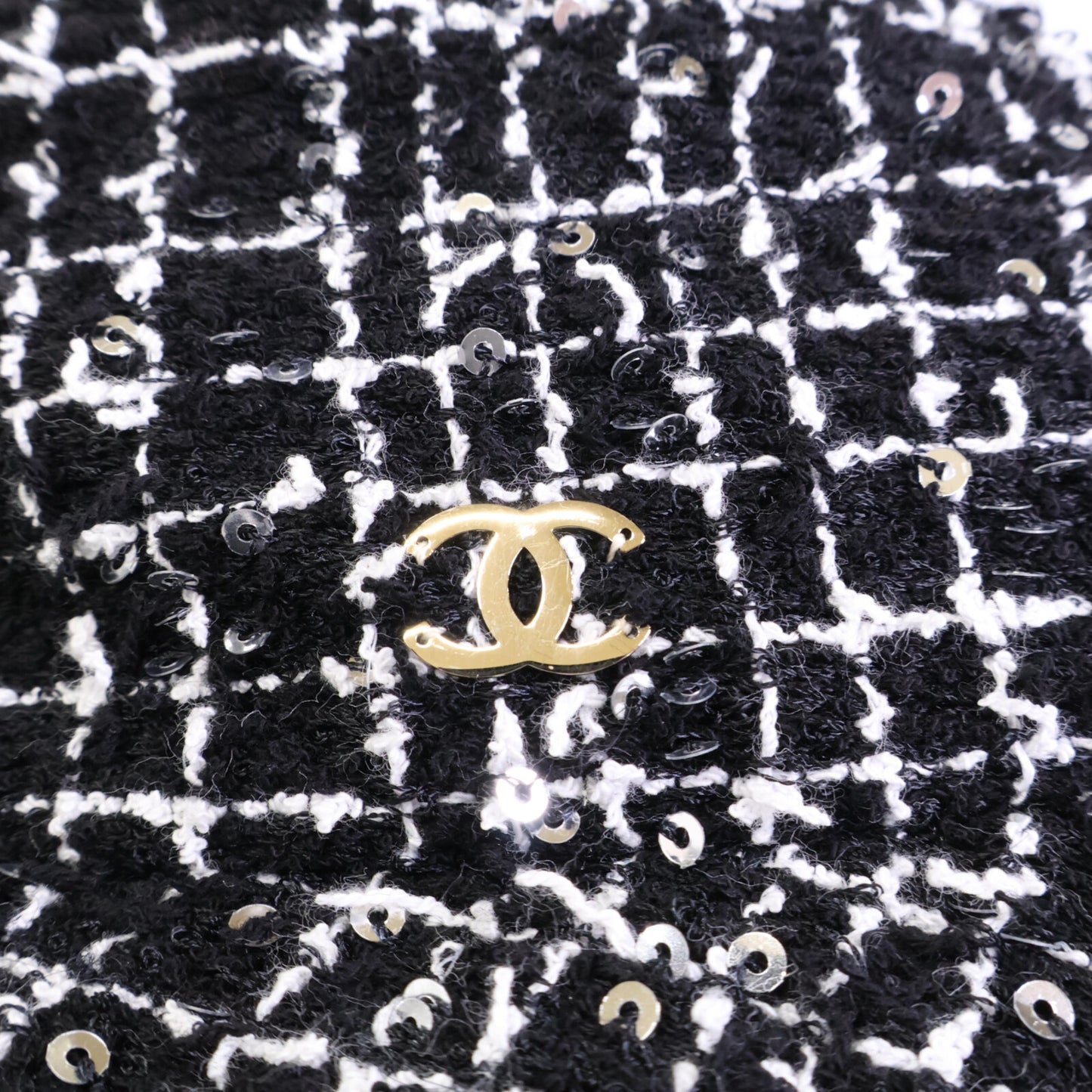 CHANEL シャネル 【美品/国内正規】ココマーク スパンコール ツイード バケットハット 帽子 M