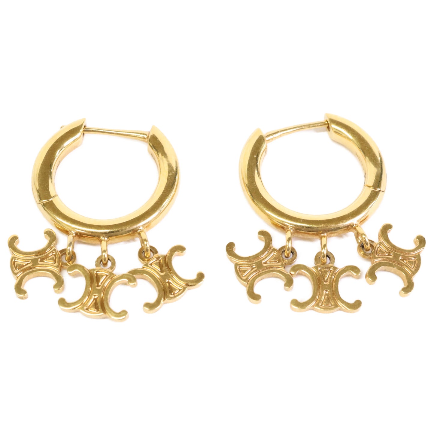 CELINE セリーヌ トリオンフ トリオ フープ / ゴールドフィニッシュ ブラス ピアス