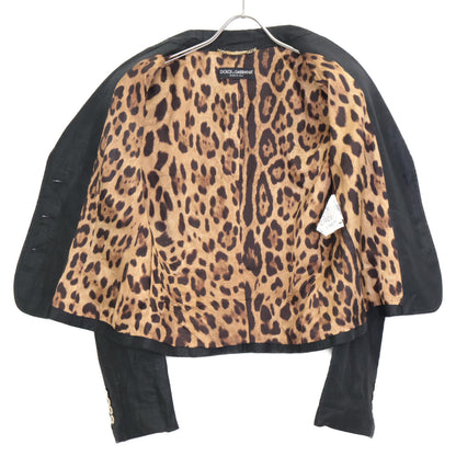 DOLCE&GABBANA ドルチェアンドガッバーナ F2401T FU4B1 ﾌﾞﾗｯｸ 裏地ﾚｵﾊﾟｰﾄﾞ ﾘﾈﾝｼﾞｬｹｯﾄ ジャケット 44