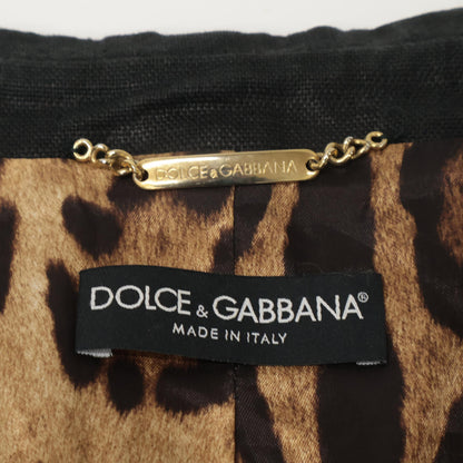 DOLCE&GABBANA ドルチェアンドガッバーナ F2401T FU4B1 ﾌﾞﾗｯｸ 裏地ﾚｵﾊﾟｰﾄﾞ ﾘﾈﾝｼﾞｬｹｯﾄ ジャケット 44