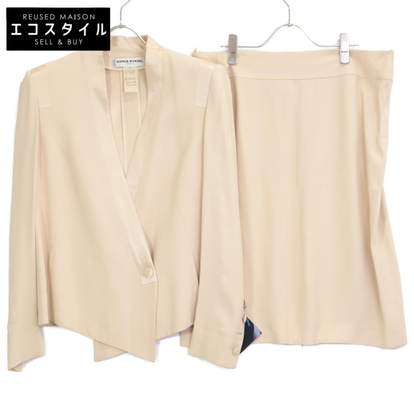 SONIA RYKIEL ソニアリキエル ﾍﾞｰｼﾞｭ ｼﾞｬｹｯﾄ/ｽｶｰﾄ ｾｯﾄｱｯﾌﾟ 44