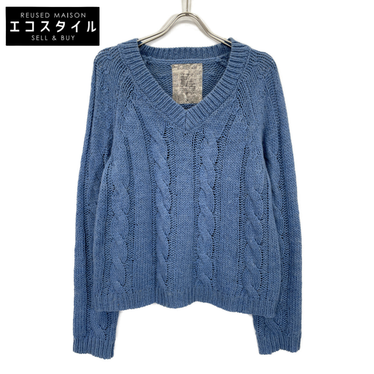 Basketcase バスケットケース 92663 ﾌﾞﾙｰ Vﾈｯｸﾆｯﾄ トップス S