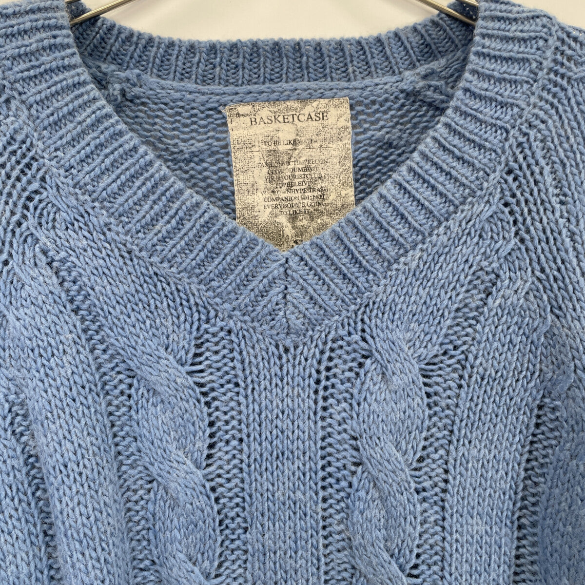 Basketcase バスケットケース 92663 ﾌﾞﾙｰ Vﾈｯｸﾆｯﾄ トップス S