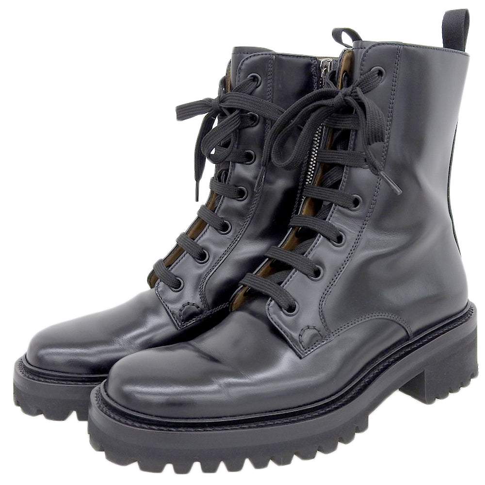 Church's チャーチ 美品 GWYNETH レザー レースアップ サイドZIP ブーツ シューズ メンズ ブラック 36.5 シューズ 36 1/2