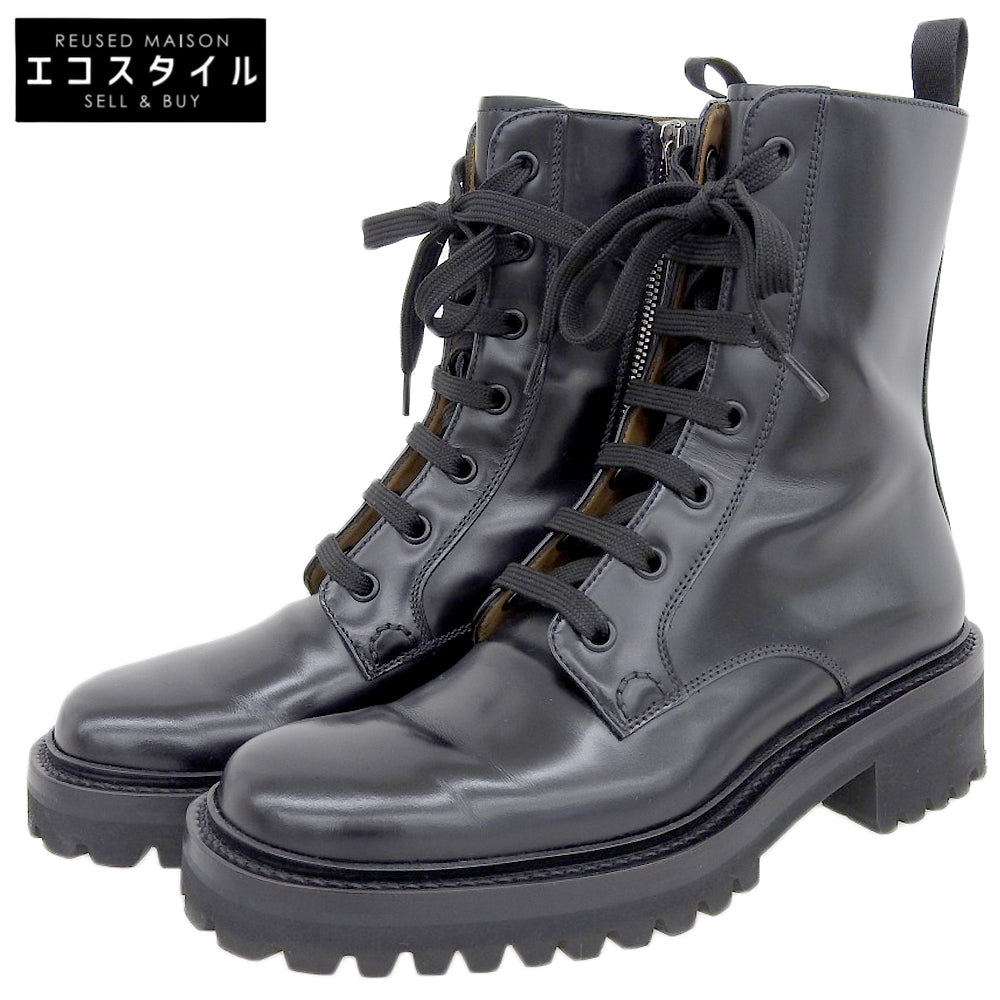 Church's チャーチ 美品 GWYNETH レザー レースアップ サイドZIP ブーツ シューズ メンズ ブラック 36.5 シューズ 36 1/2