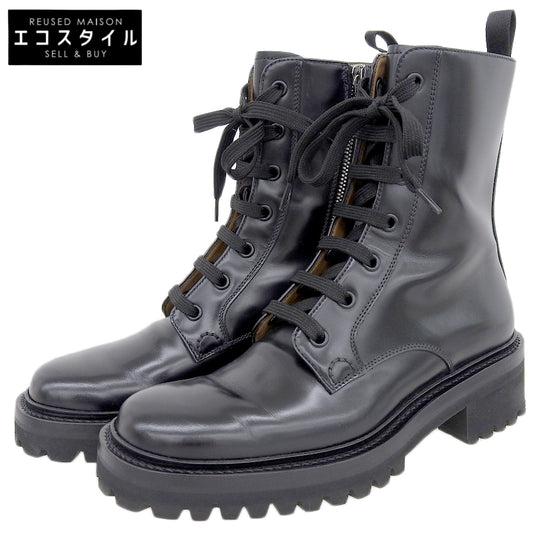 Church's チャーチ 美品 GWYNETH レザー レースアップ サイドZIP ブーツ シューズ メンズ ブラック 36.5 シューズ 36 1/2