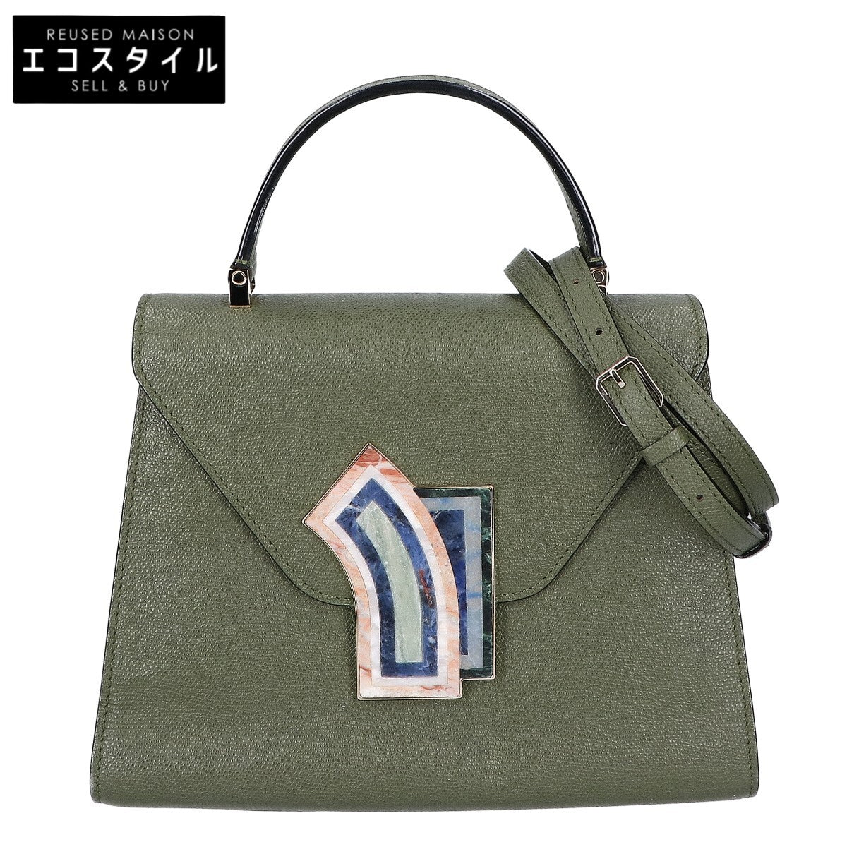 Valextra ヴァレクストラ 【美品】V5E5HA MarVles マーヴルズコレクション BOW ボウ 大理石 2WAY ハンドバッグ