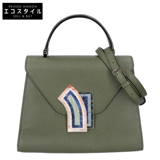 Valextra ヴァレクストラ 【美品】V5E5HA MarVles マーヴルズコレクション BOW ボウ 大理石 2WAY ハンドバッグ