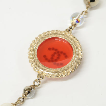 CHANEL シャネル A19 C ココマーク ラウンドプレート フェイクパール ロング ネックレス