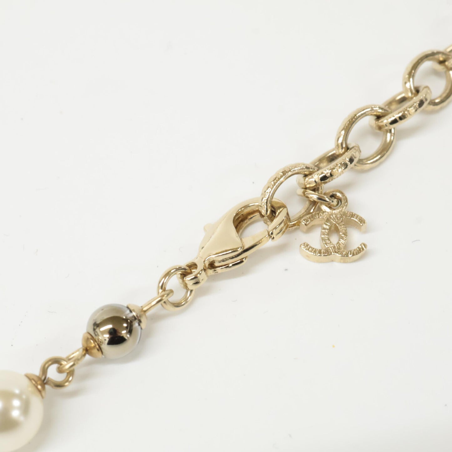 CHANEL シャネル A19 C ココマーク ラウンドプレート フェイクパール ロング ネックレス