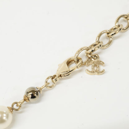 CHANEL シャネル A19 C ココマーク ラウンドプレート フェイクパール ロング ネックレス