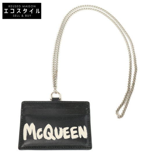 Alexander McQueen アレキサンダーマックイーン 666890 1AAC7 CARD HOLDER W/CHAIN チェーン付 ロゴ カードケース