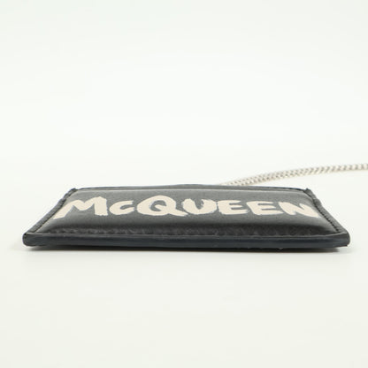 Alexander McQueen アレキサンダーマックイーン 666890 1AAC7 CARD HOLDER W/CHAIN チェーン付 ロゴ カードケース