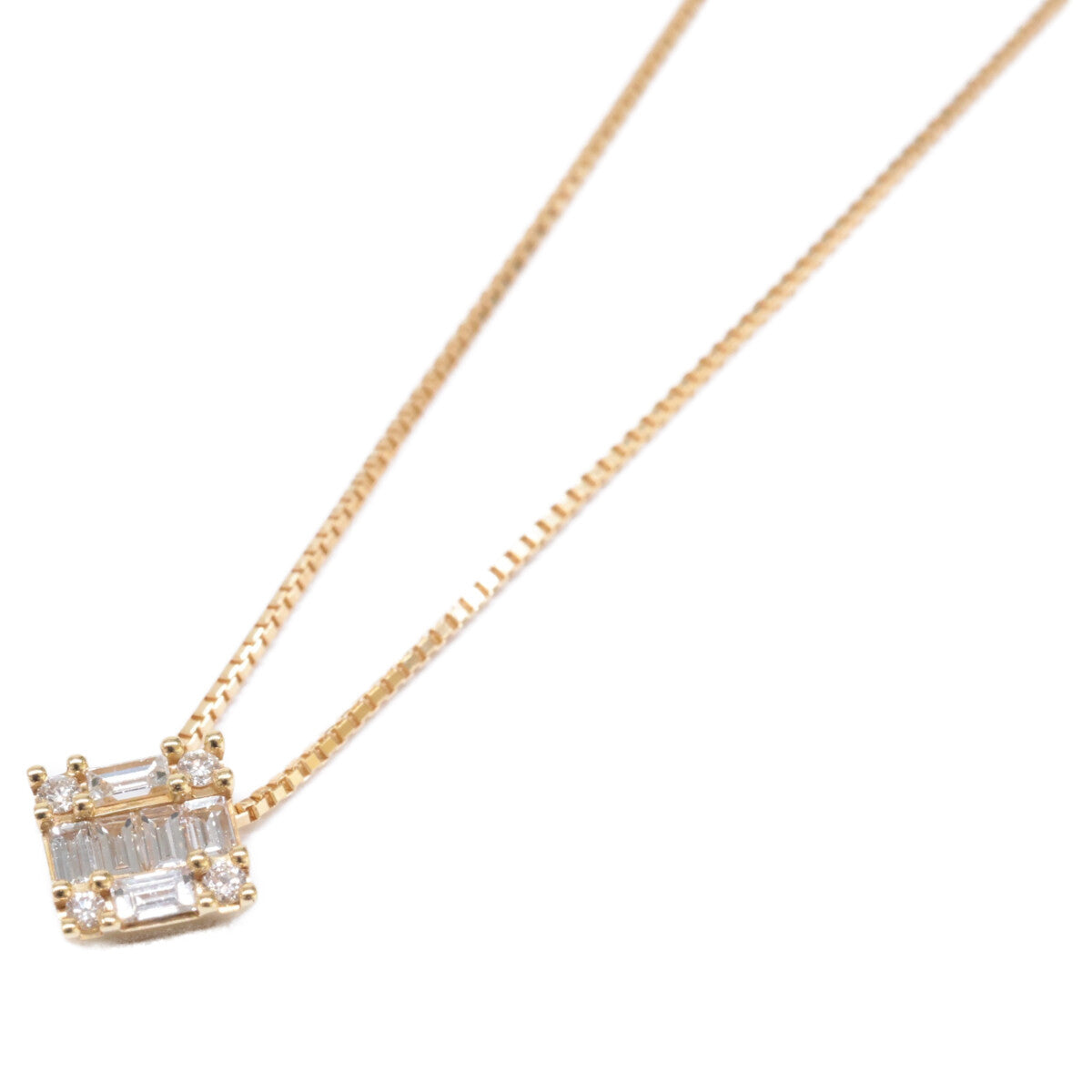 BELLESIORA ベルシオラ 美品 K18 0.19ct スクエア ダイヤモンド ネックレス