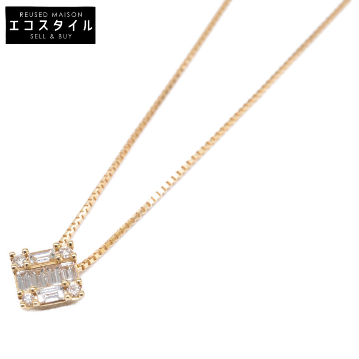 BELLESIORA ベルシオラ 美品 K18 0.19ct スクエア ダイヤモンド ネックレス