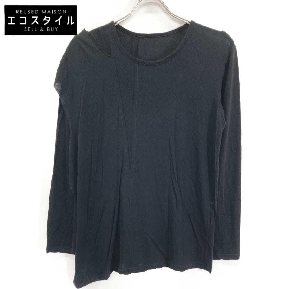 Y's ワイズ YS-T09-063 ﾌﾞﾗｯｸ 24SS ｽﾄﾚｯﾁｱｼﾝﾒﾄﾘｰ 変形ｶｯﾄｿｰ トップス 2