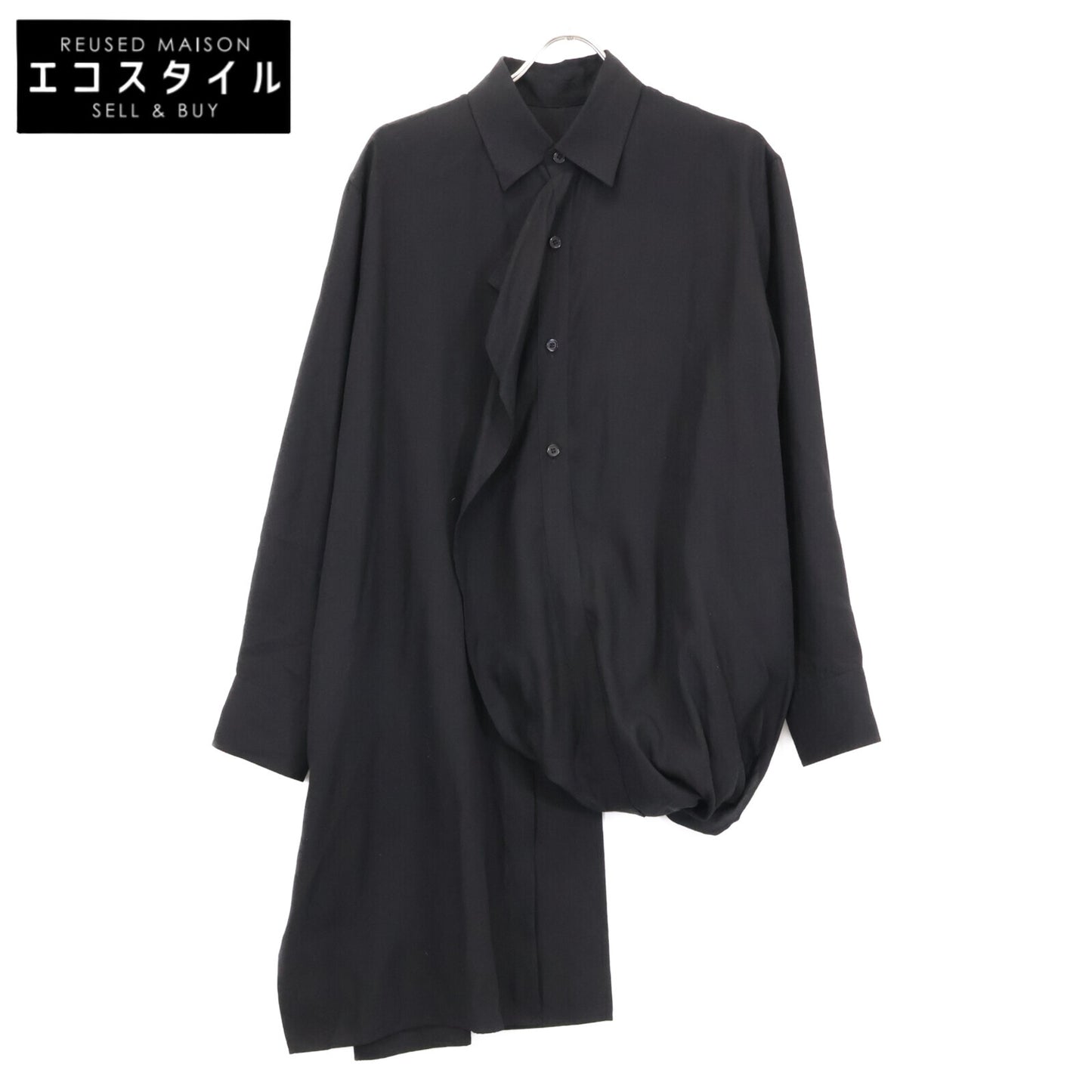 Yohji Yamamoto ヨウジヤマモト ﾌﾞﾗｯｸ CELLULOSE LAYERED BLOUSE トップス 1
