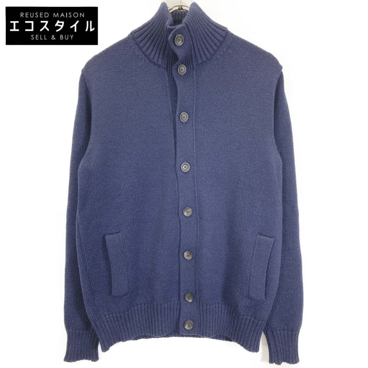 ZANONE ザノーネ 812519 CHIOTO ﾈｲﾋﾞｰ 5ｹﾞｰｼﾞｳｰﾙｿﾘｯﾄﾞ ﾆｯﾄｶｰﾃﾞｨｶﾞﾝ トップス 50