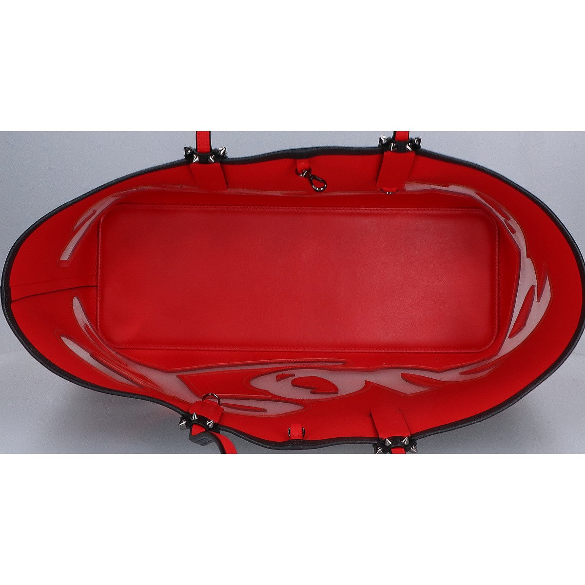 Christian Louboutin クリスチャンルブタン 新品同様 3195092 Cabata Logo CALF EMPIRE/PVC Tote Bag スパイクスタッズ カバタ ロゴ トートバッグ