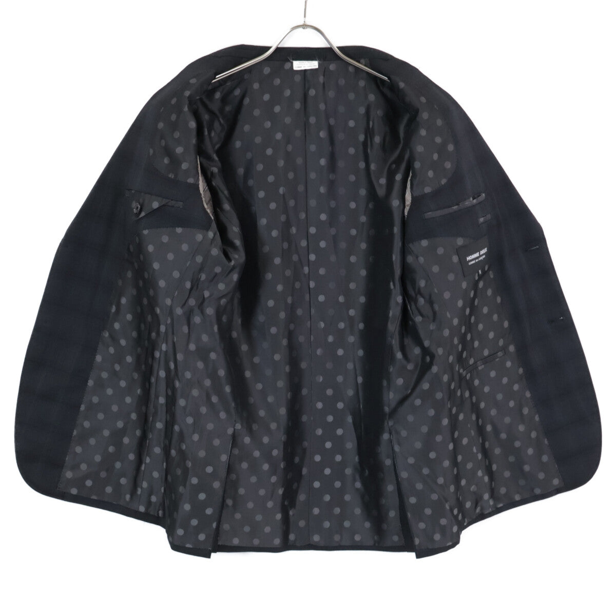 COMMEdesGARCONS HOMME DEUX コムデギャルソンオムドゥ DD-P002 ｸﾞﾚｰ ｳｰﾙ ﾁｪｯｸ 裏地ﾄﾞｯﾄ ｽｰﾂ スーツ セットアップ Ｍ