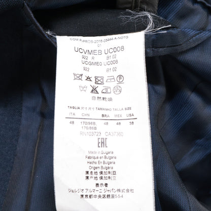 ARMANI COLLEZIONI アルマーニコレッツォーニ UCGME0 ﾈｲﾋﾞｰ ｳｰﾙｺｯﾄﾝ ｽｰﾂ スーツ セットアップ 48