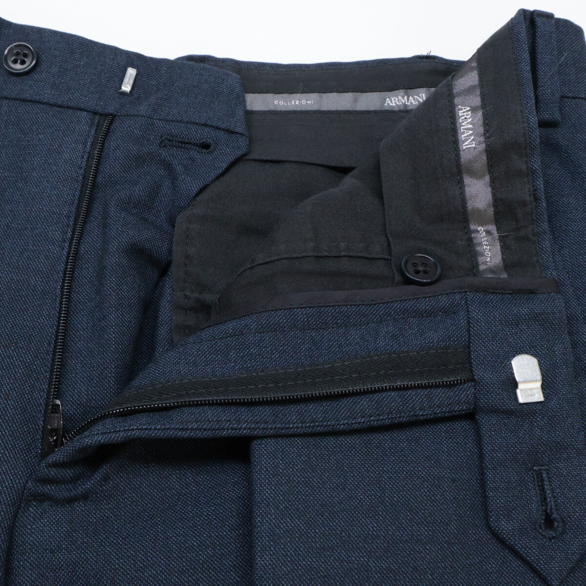 ARMANI COLLEZIONI アルマーニコレッツォーニ UCGME0 ﾈｲﾋﾞｰ ｳｰﾙｺｯﾄﾝ ｽｰﾂ スーツ セットアップ 48