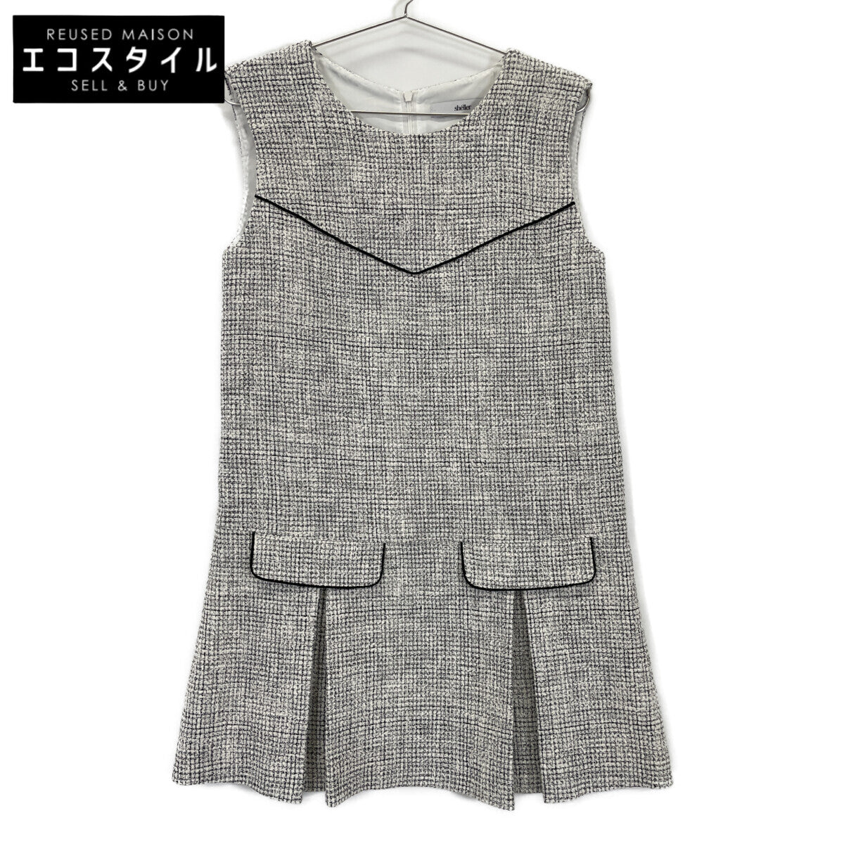 sheller シェリエ ﾎﾜｲﾄ SL172030606 ﾎﾞｯｸｽﾌﾟﾘｰﾂﾂｲｰﾄﾞﾐﾆﾄﾞﾚｽﾜﾝﾋﾟｰｽ ワンピース F