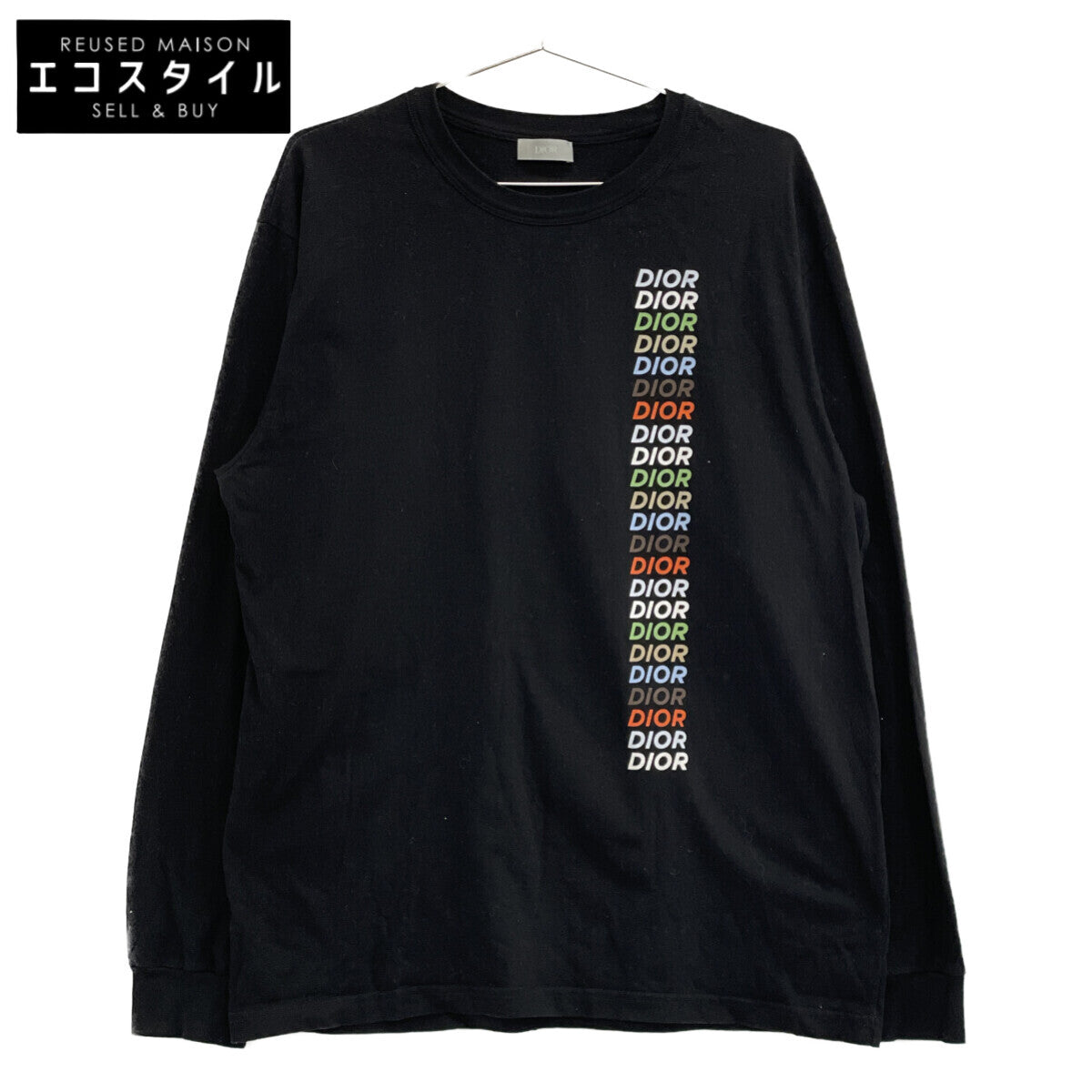 DIOR ディオール 413J642A0817 ﾌﾞﾗｯｸ 24SS ｺｯﾄﾝ ﾏﾙﾁｶﾗｰﾛｺﾞ 長袖Tｼｬﾂ トップス M
