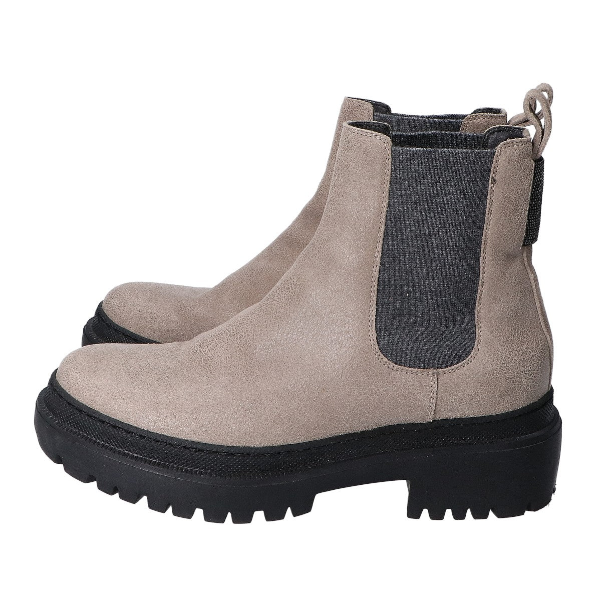 BRUNELLO CUCINELLI ブルネロクチネリ ｸﾞﾚｰ ｽｴｰﾄﾞ ﾓﾆｰﾚ装飾 ｻｲﾄﾞｺﾞｱﾌﾞｰﾂ シューズ 37