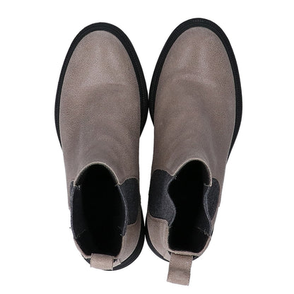 BRUNELLO CUCINELLI ブルネロクチネリ ｸﾞﾚｰ ｽｴｰﾄﾞ ﾓﾆｰﾚ装飾 ｻｲﾄﾞｺﾞｱﾌﾞｰﾂ シューズ 37