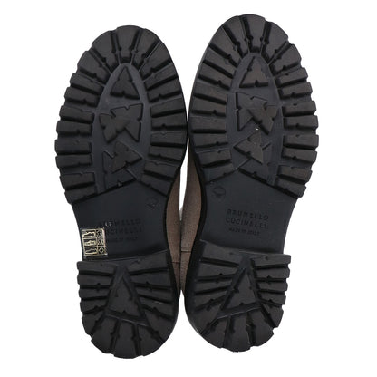 BRUNELLO CUCINELLI ブルネロクチネリ ｸﾞﾚｰ ｽｴｰﾄﾞ ﾓﾆｰﾚ装飾 ｻｲﾄﾞｺﾞｱﾌﾞｰﾂ シューズ 37