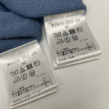 TO BE CHIC トゥービーシック 22年 ﾌﾞﾙｰ ﾚｰﾖﾝﾎﾟﾘｴｽﾃﾙ ﾌﾟﾙｵｰﾊﾞｰﾆｯﾄ ｾｯﾄｱｯﾌﾟ スーツ セットアップ 42