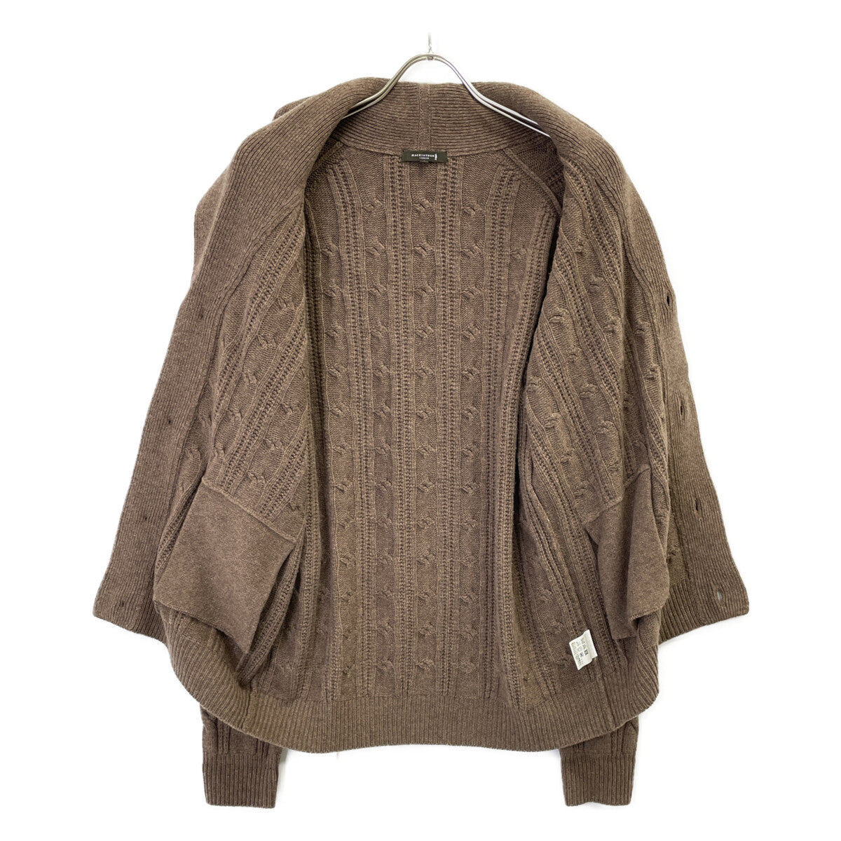 MACKINTOSH マッキントッシュ ﾌﾞﾗｳﾝ ｶｼﾐｱ混 ｹｰﾌﾞﾙ編ｼｮｰﾙｶﾗｰﾆｯﾄｶｰﾃﾞｨｶﾞﾝ トップス L