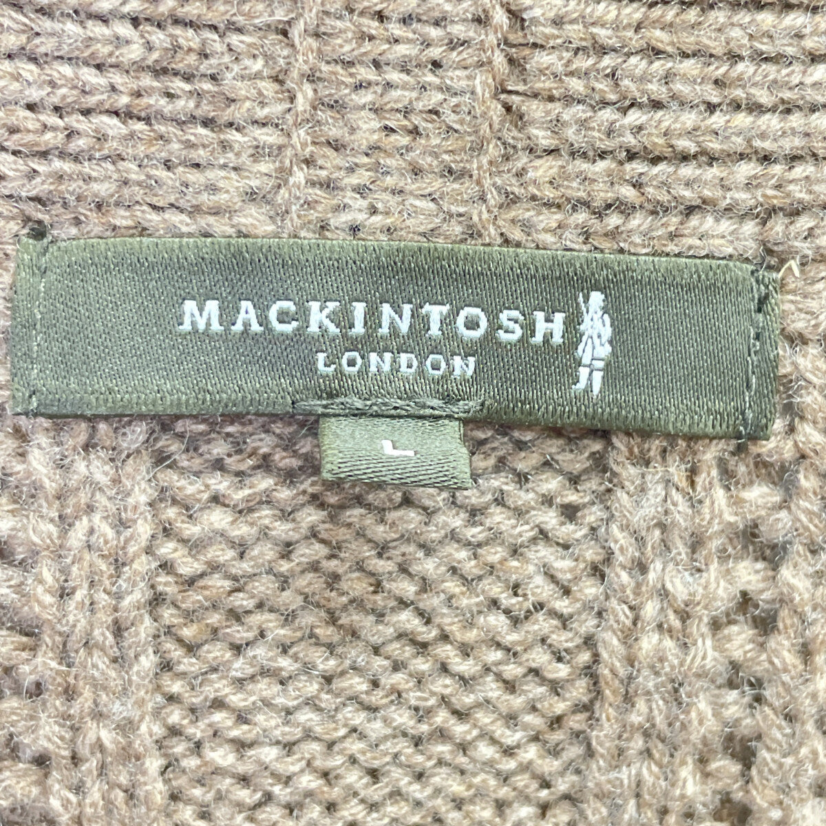 MACKINTOSH マッキントッシュ ﾌﾞﾗｳﾝ ｶｼﾐｱ混 ｹｰﾌﾞﾙ編ｼｮｰﾙｶﾗｰﾆｯﾄｶｰﾃﾞｨｶﾞﾝ トップス L