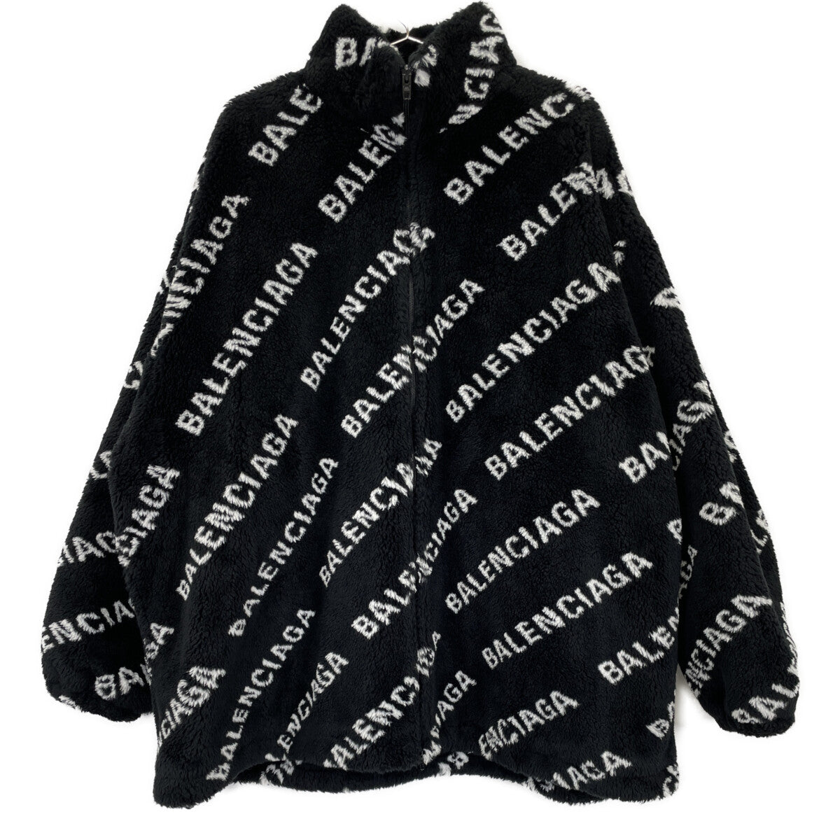 BALENCIAGA バレンシアガ ﾌﾞﾗｯｸ Allover Logo Fluffy Zip-Up Jacket ジャケット 44