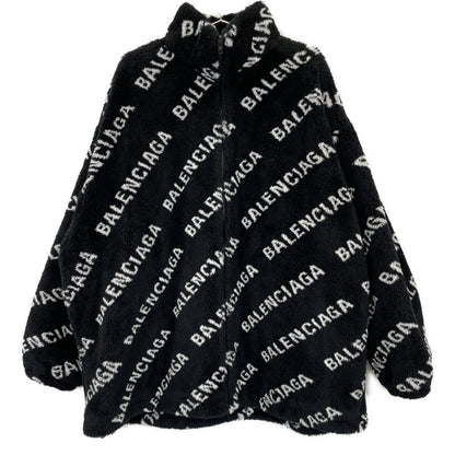 BALENCIAGA バレンシアガ ﾌﾞﾗｯｸ Allover Logo Fluffy Zip-Up Jacket ジャケット 44