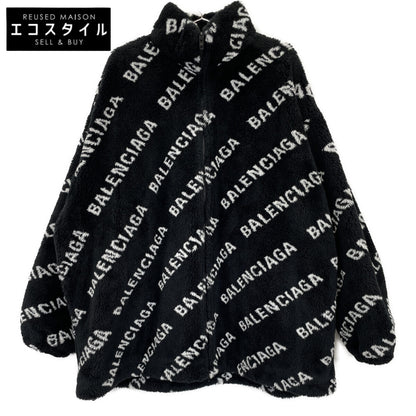 BALENCIAGA バレンシアガ ﾌﾞﾗｯｸ Allover Logo Fluffy Zip-Up Jacket ジャケット 44